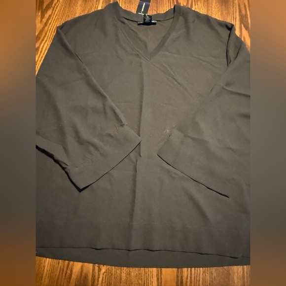 NWT Ashley Stewart Women's 14/16w sheer Black V Neck Blouse Plus Size New dolman - Picture 13 of 14